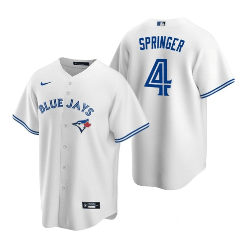 Men's Toronto Blue Jays #4 George Springer White Cool Base Stitched MLB Jersey